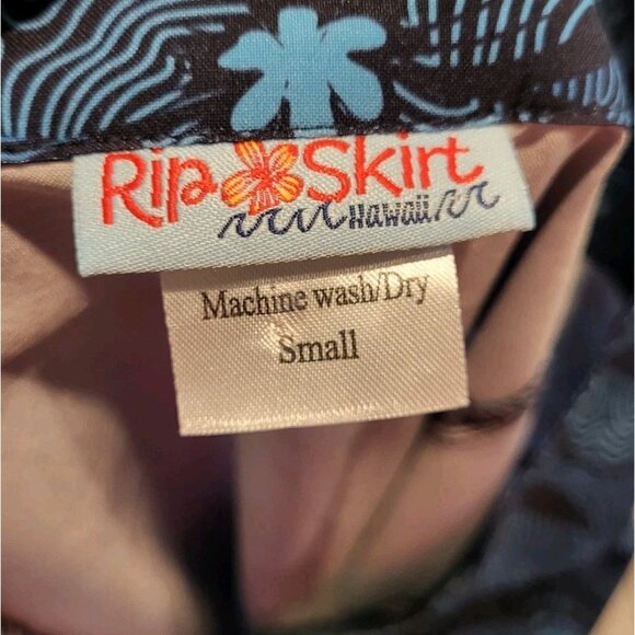 Rip Skirt Hawaii Blue Tropical Floral Long Wrap Skirt Swimsuit Cover Sz S - Picture 5 of 6